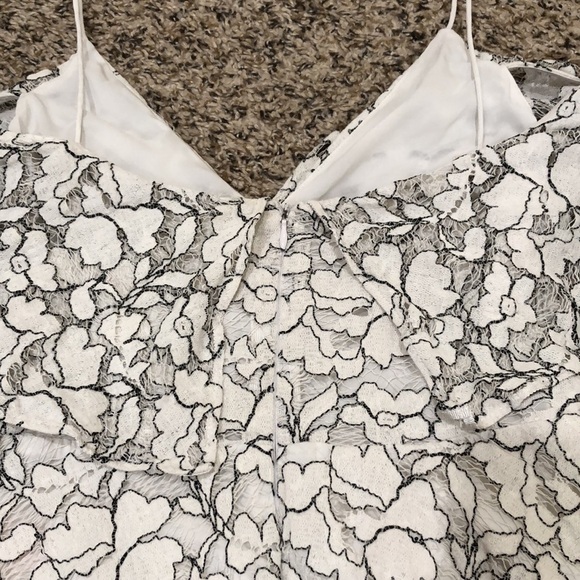 Nicholas Basque Lace Dress Size 0 White Black Floral OTS Fit and Flare Mini - Picture 11 of 12